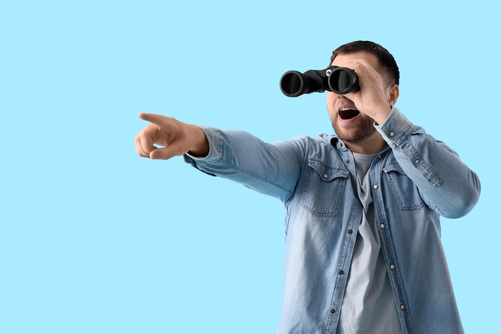 Looking through binoculars